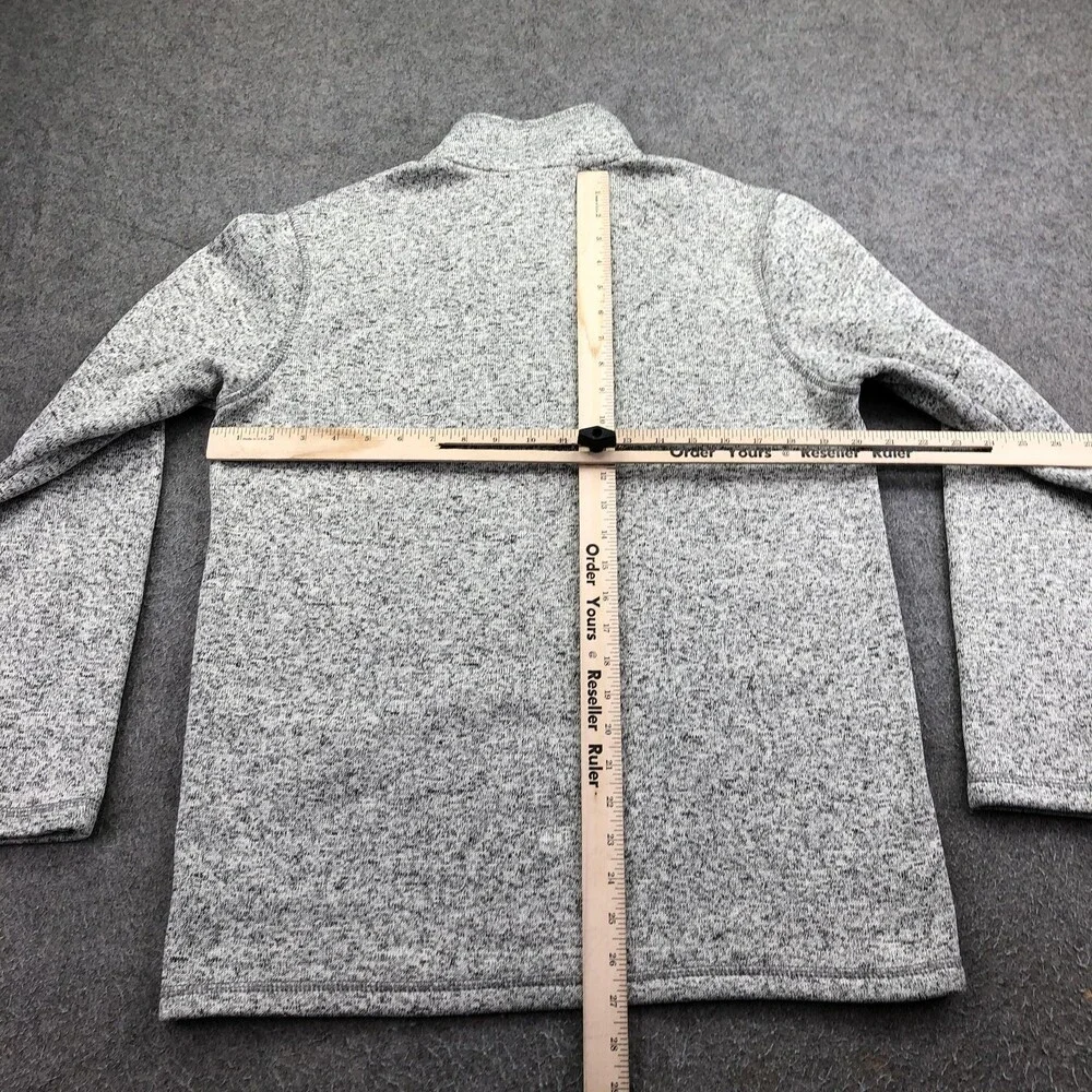 Eddie Bauer Sweater Mens Medium Gray Fleece 1/4 Zip Mock Neck Pullover Pockets